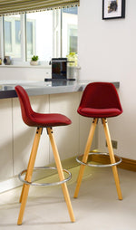 Barcelona Bar Stools Matte Velvet - Burgundy - Bargainia.com - 