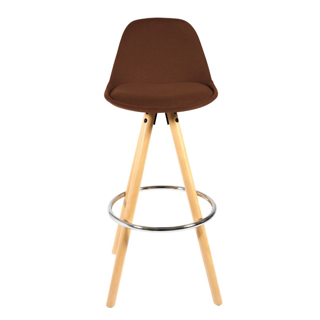 Barcelona Bar Stools Matte Velvet - Chocolate Brown - Bargainia.com - 