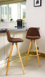 Barcelona Bar Stools Matte Velvet - Chocolate Brown - Bargainia.com - 