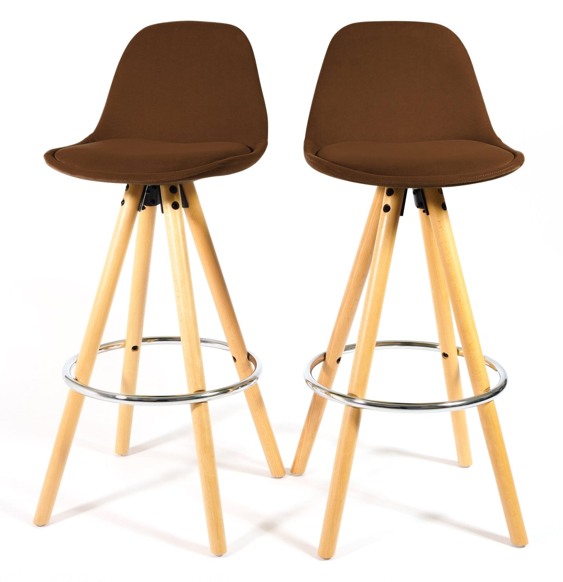 Barcelona Bar Stools Matte Velvet - Chocolate Brown Stools Clearance Set of 2