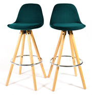 Barcelona Bar Stools Matte Velvet - Ocean Green Clearance