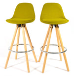 Barcelona Bar Stools Matte Velvet - Olive Green - Bargainia.com - 