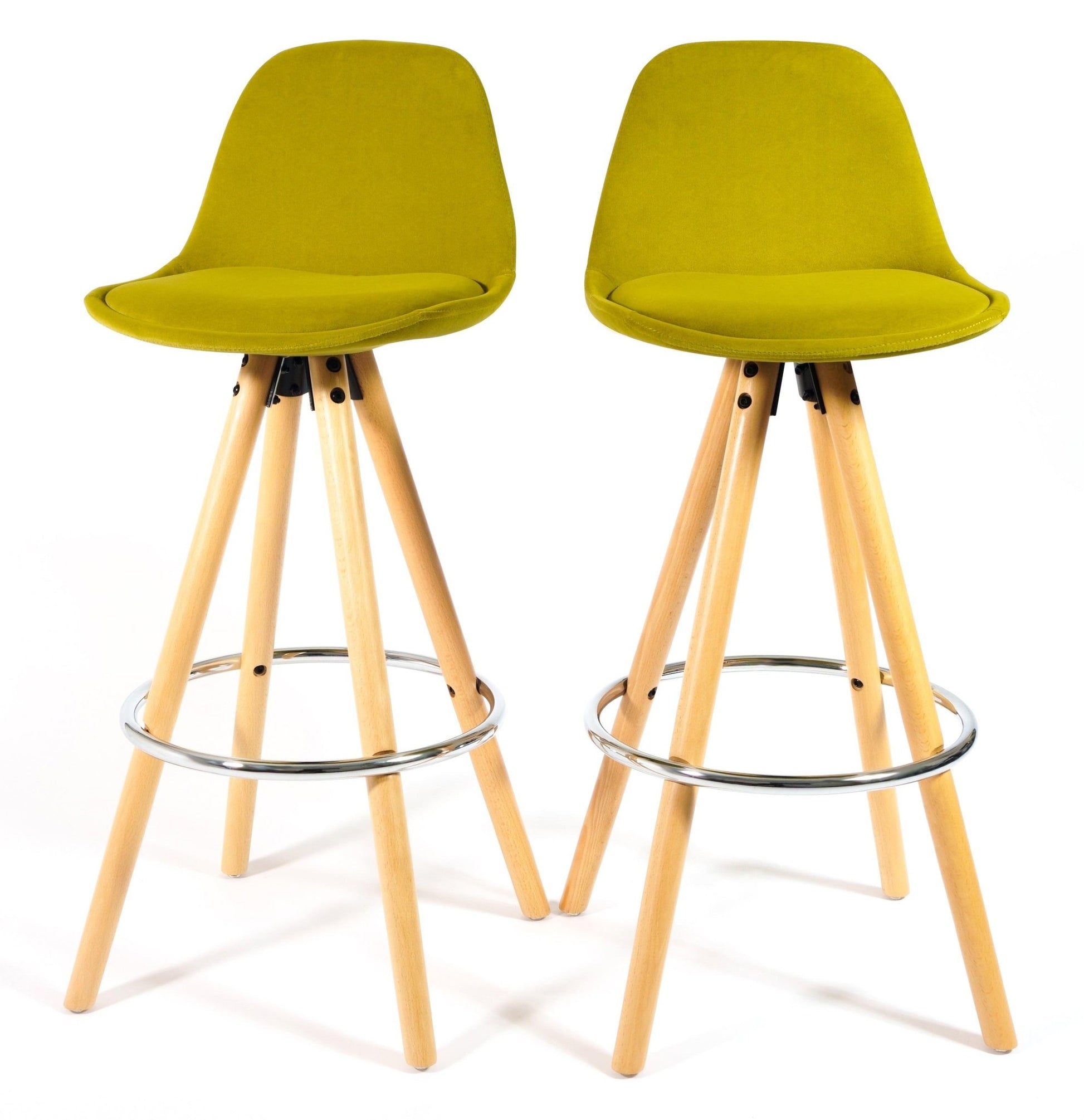 Barcelona Bar Stools Matte Velvet - Olive Green Stools Clearance Set of 2