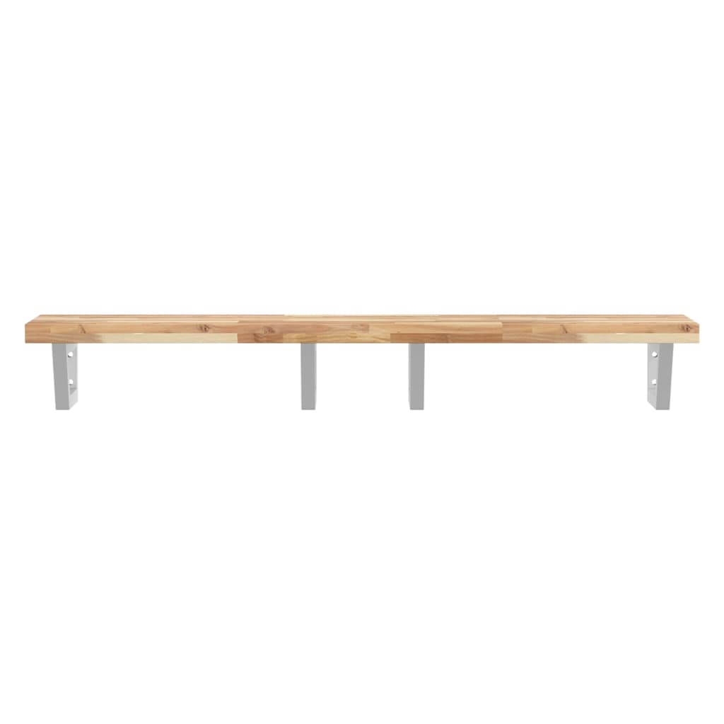 Basin Shelf Wall Mounted Steel and Solid Wood Acacia - Bargainia.com - 8721102935596 - 3302706