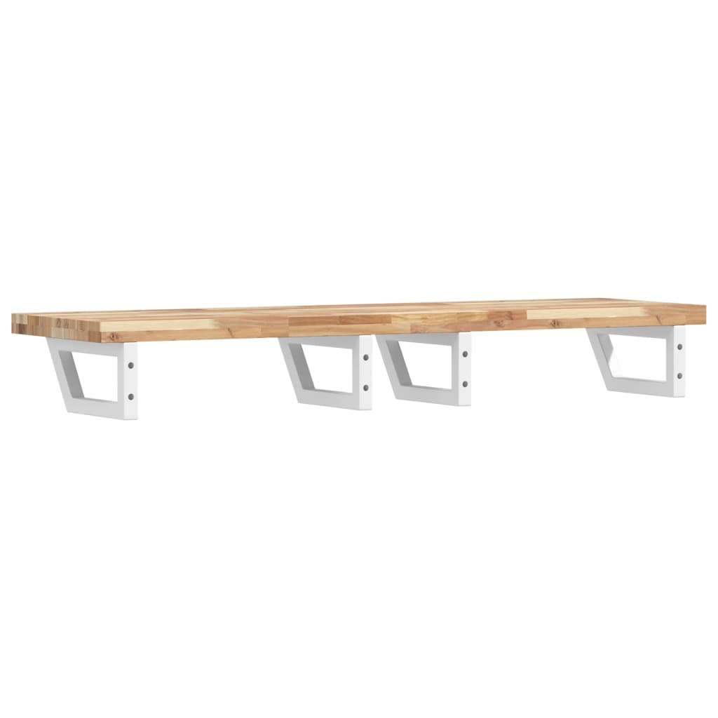 Basin Shelf Wall Mounted Steel and Solid Wood Acacia - Bargainia.com - 8721102935596 - 3302706