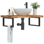 Basin Shelf Wall Mounted Steel and Solid Wood Acacia - Bargainia.com - 