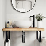 Basin Shelf Wall Mounted Steel and Solid Wood Acacia - Bargainia.com - 
