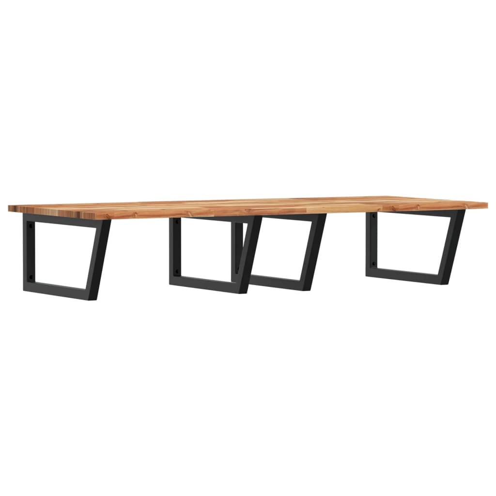 Basin Shelf Wall Mounted Steel and Solid Wood Acacia - Bargainia.com - 8721102937842 - 3302931