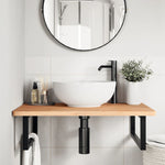 Basin Shelf Wall Mounted Steel and Solid Wood Beech - Bargainia.com - 