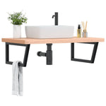 Basin Shelf Wall Mounted Steel and Solid Wood Beech - Bargainia.com - 