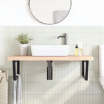 Basin Shelf Wall Mounted Steel and Solid Wood Beech - Bargainia.com - 