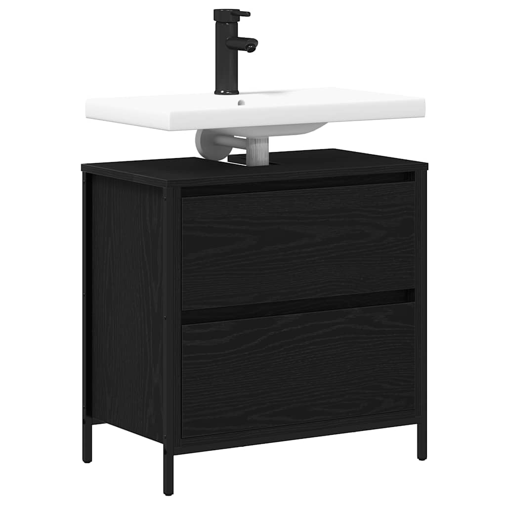 Bathroom Basin Cabinet with Drawers Black Oak 60x34.5x60 cm - Bargainia.com - 8721158708014 - 861882