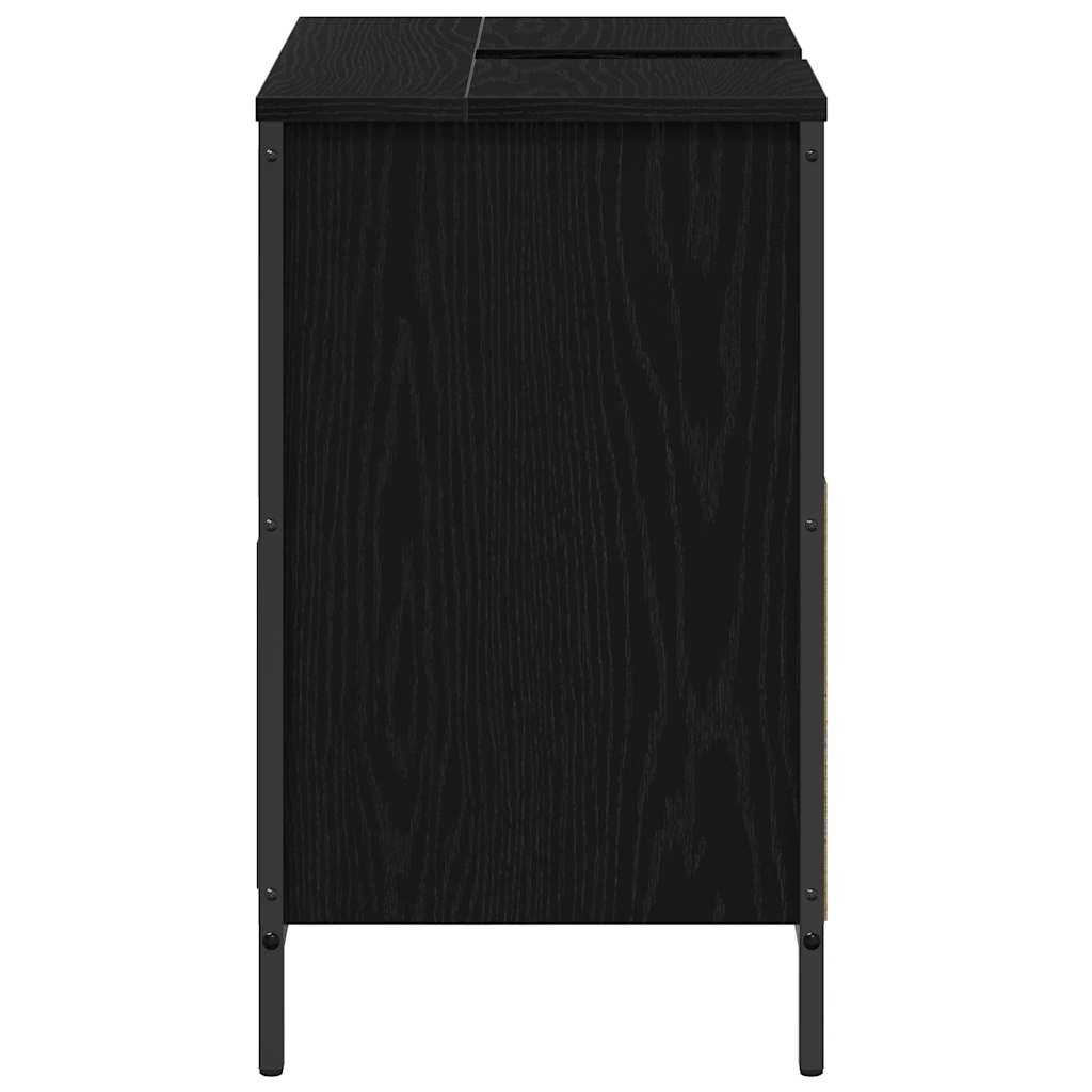 Bathroom Basin Cabinet with Drawers Black Oak 60x34.5x60 cm - Bargainia.com - 8721158708014 - 861882