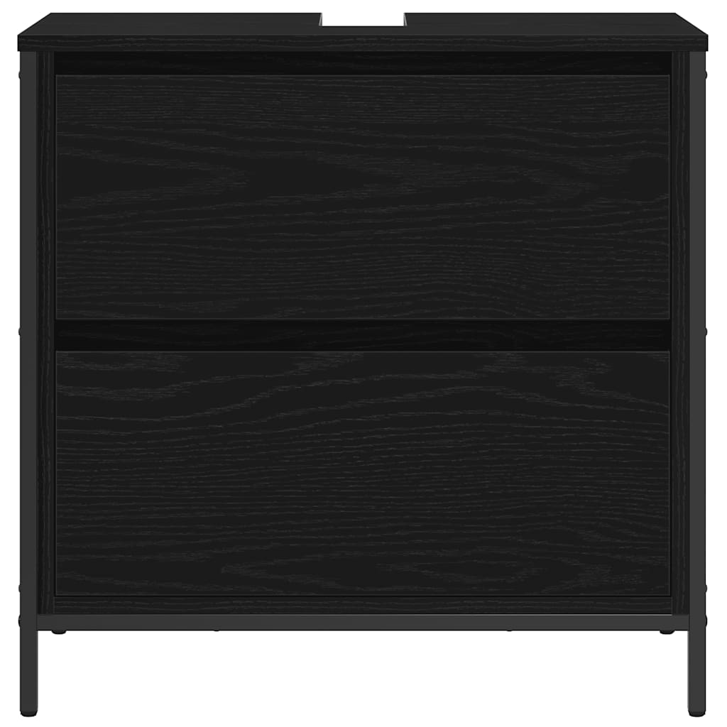 Bathroom Basin Cabinet with Drawers Black Oak 60x34.5x60 cm - Bargainia.com - 8721158708014 - 861882