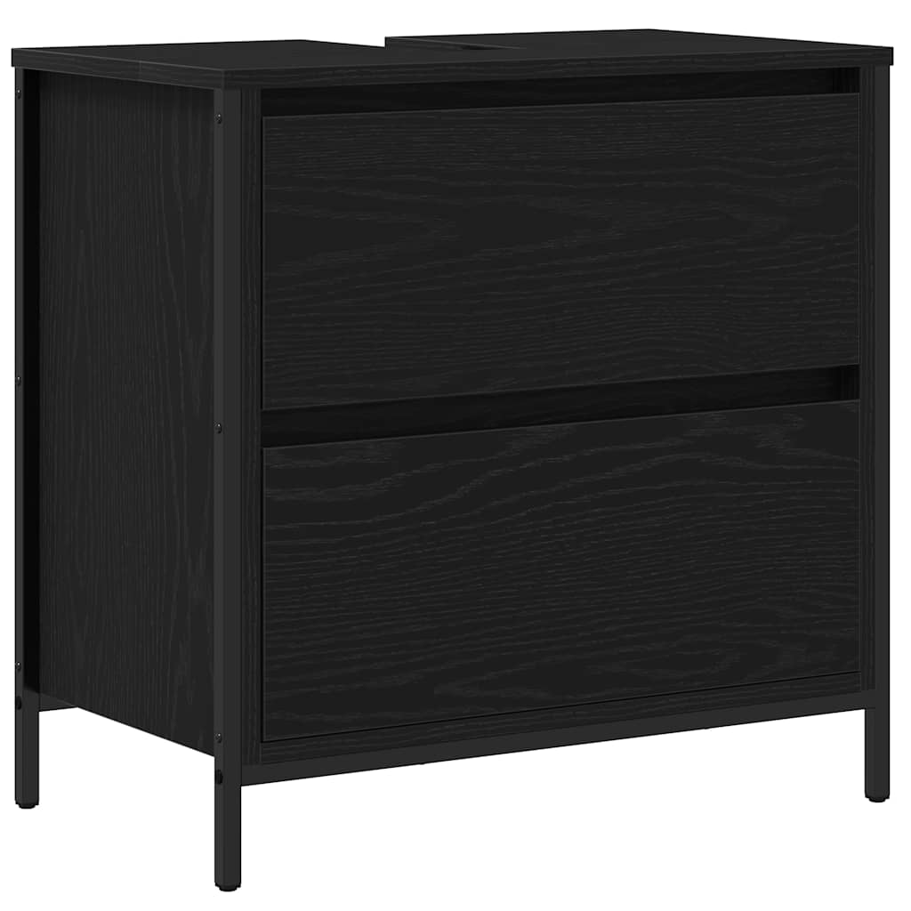 Bathroom Basin Cabinet with Drawers Black Oak 60x34.5x60 cm - Bargainia.com - 8721158708014 - 861882