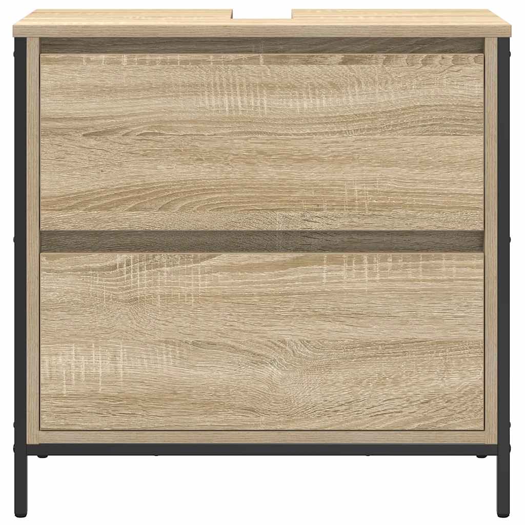 Bathroom Basin Cabinet with Drawers Sonoma Oak 60x34.5x60 cm - Bargainia.com - 