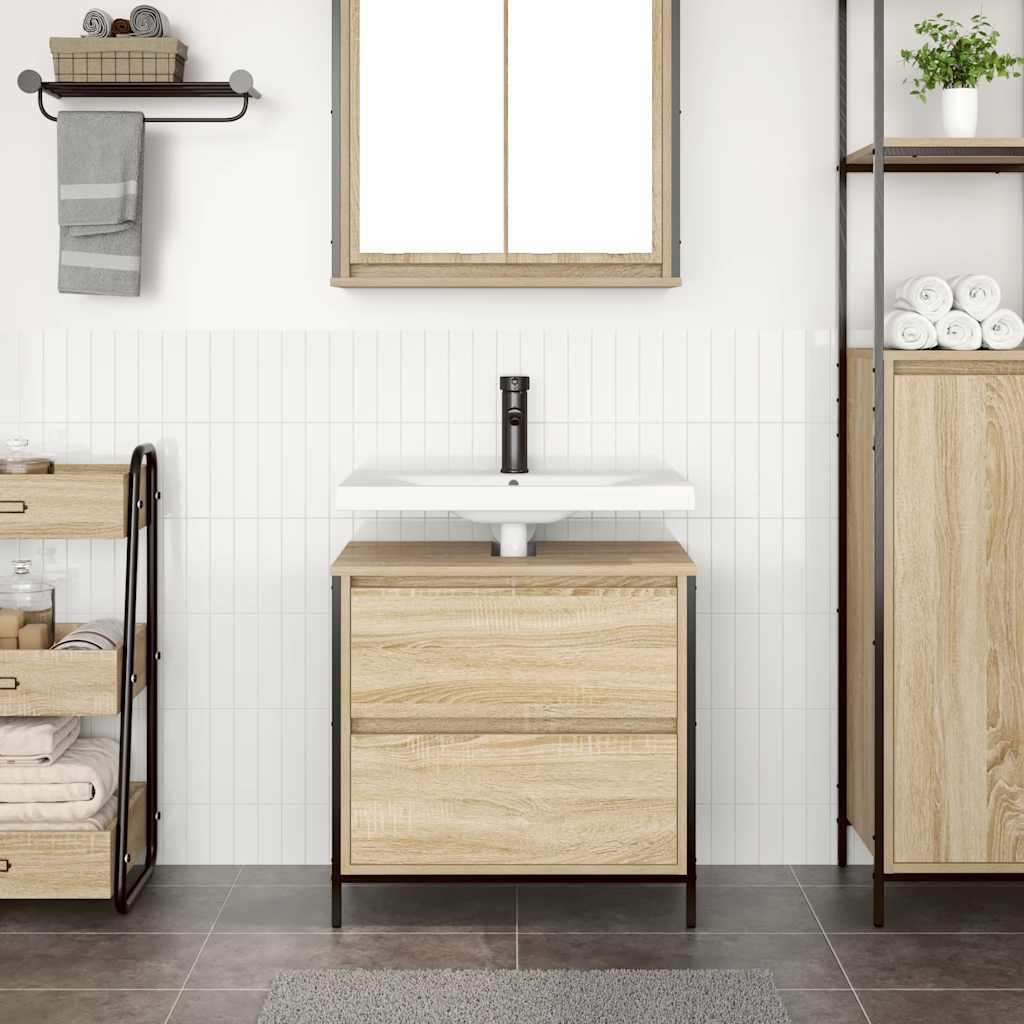 Bathroom Basin Cabinet with Drawers Sonoma Oak 60x34.5x60 cm - Bargainia.com - 8721158708021 - 861883