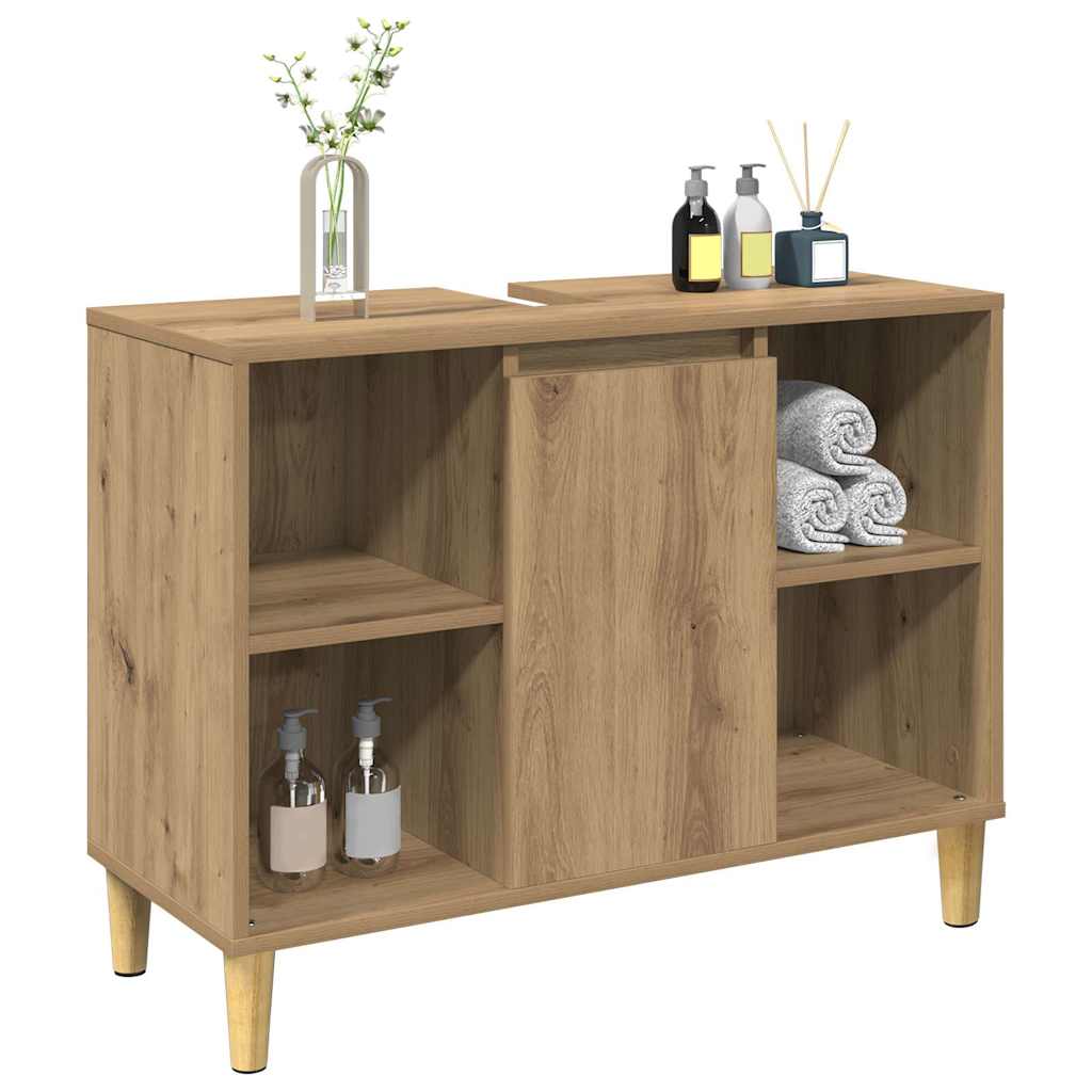 Bathroom Cabinet Artisian Oak 80x33x60 cm Engineered Wood - Bargainia.com - 