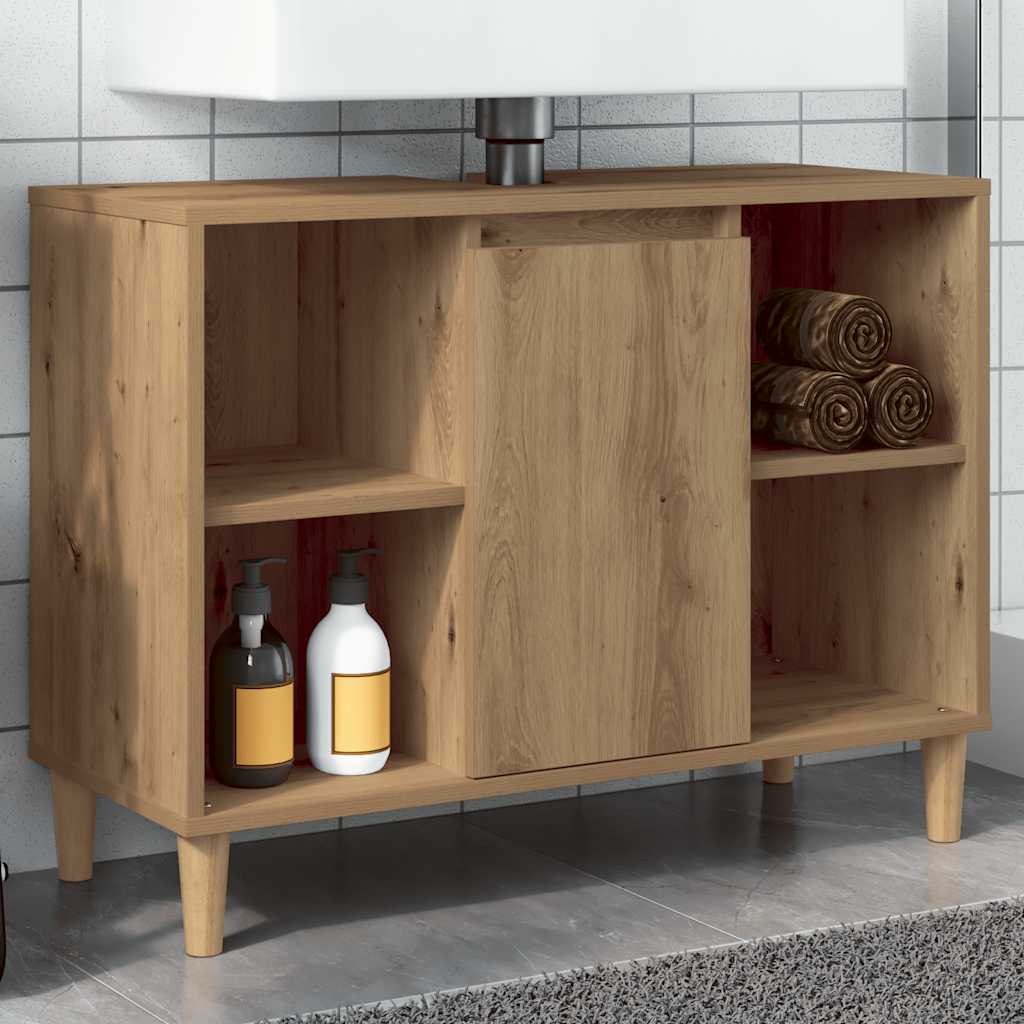 Bathroom Cabinet Artisian Oak 80x33x60 cm Engineered Wood - Bargainia.com - 