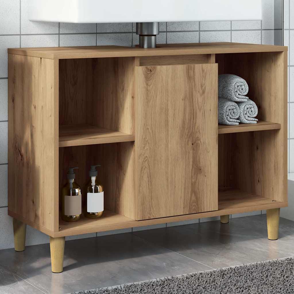 Bathroom Cabinet Artisian Oak 80x33x60 cm Engineered Wood - Bargainia.com - 