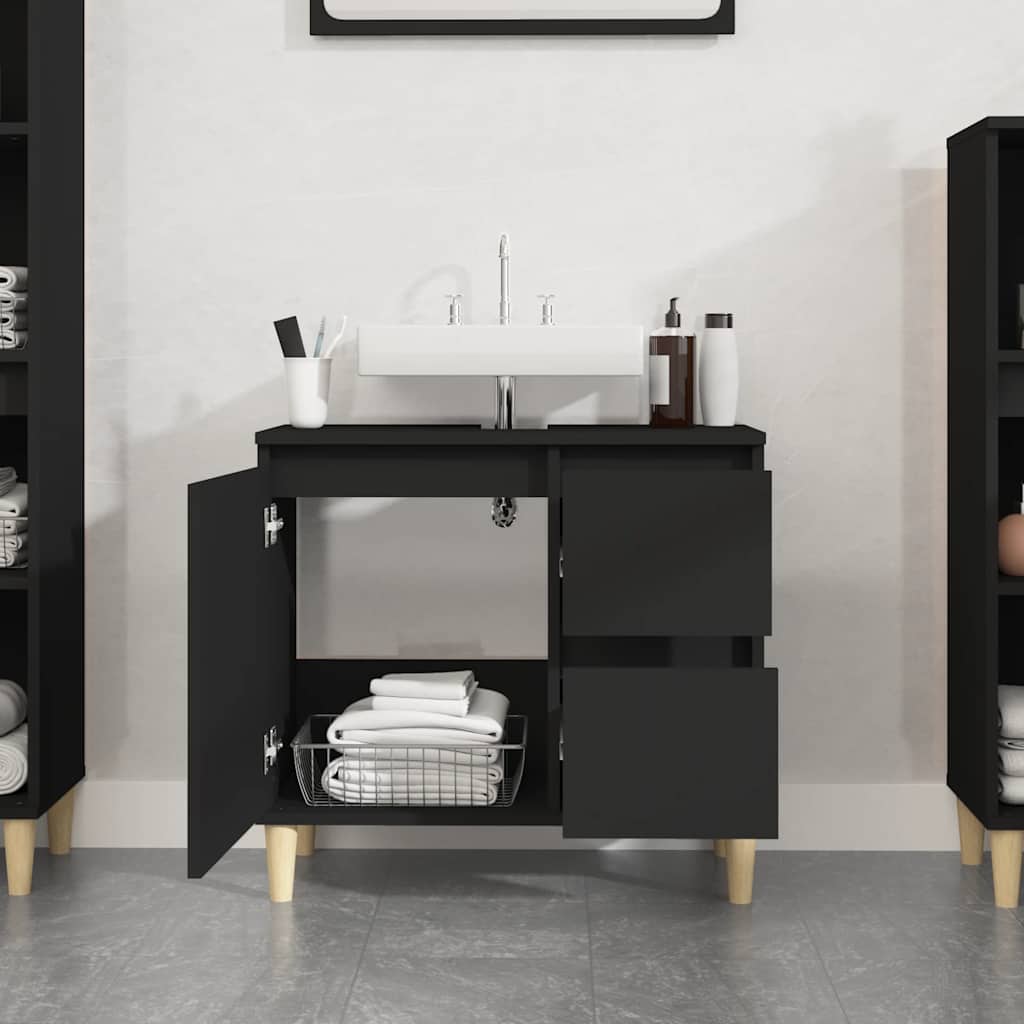 Bathroom Cabinet Black 65x33x60 cm Engineered Wood - Bargainia.com - 8720845738471 - 819821