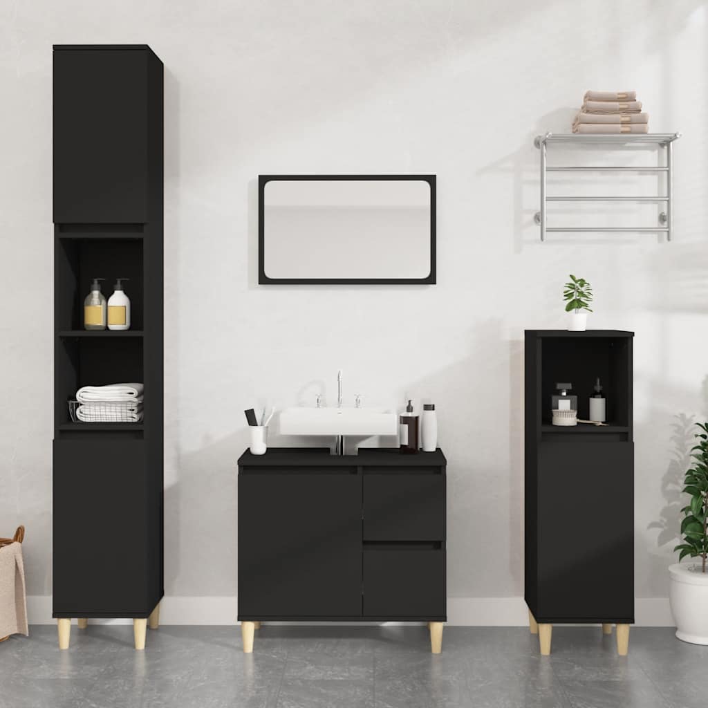 Bathroom Cabinet Black 65x33x60 cm Engineered Wood - Bargainia.com - 8720845738471 - 819821