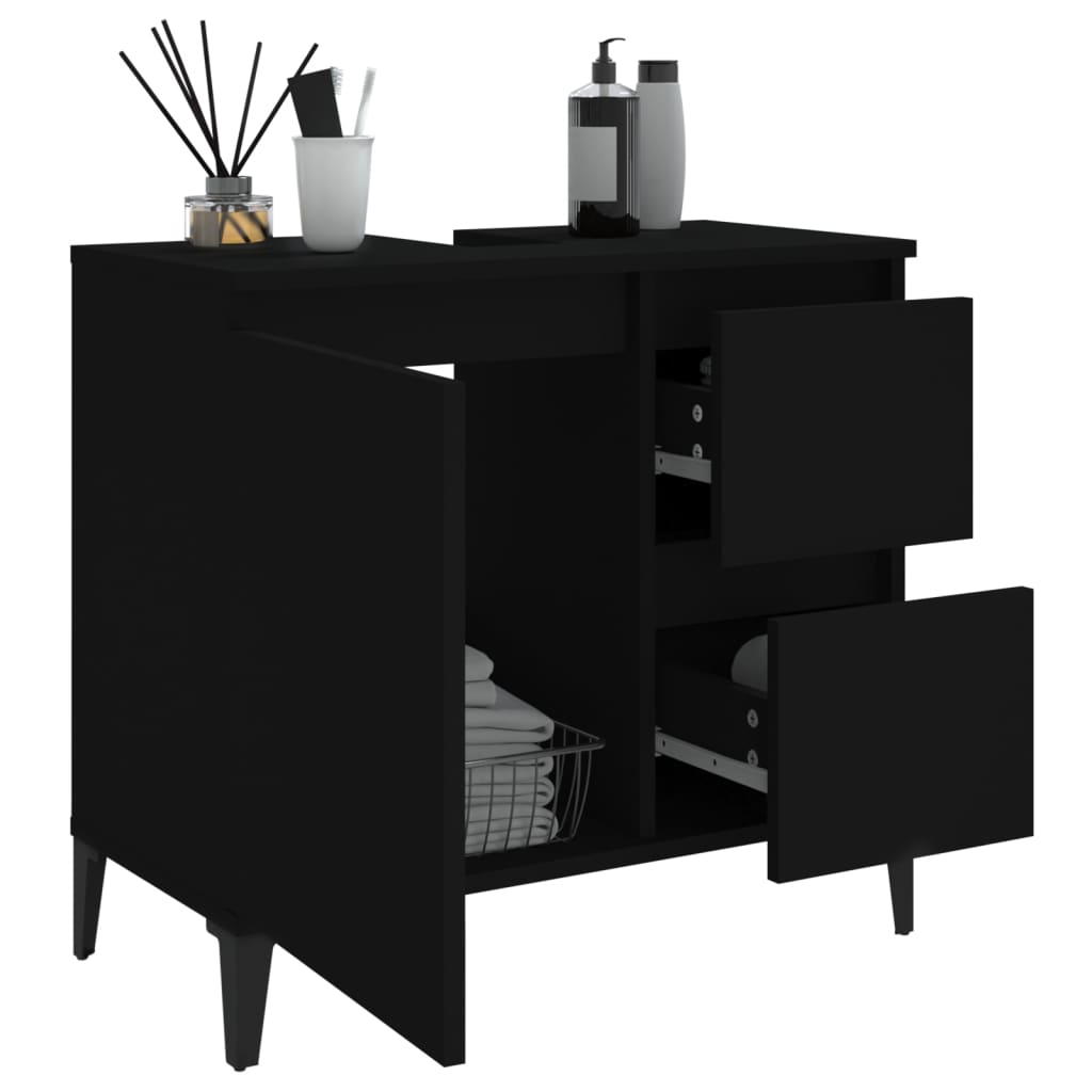 Bathroom Cabinet Black 65x33x60 cm Engineered Wood - Bargainia.com - 8720845738556 - 819829