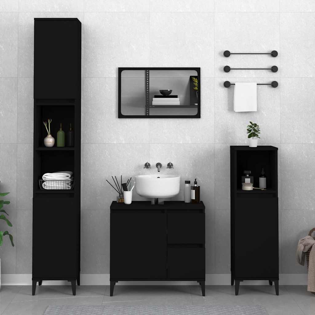 Bathroom Cabinet Black 65x33x60 cm Engineered Wood - Bargainia.com - 8720845738556 - 819829