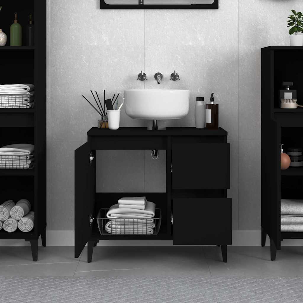 Bathroom Cabinet Black 65x33x60 cm Engineered Wood - Bargainia.com - 8720845738556 - 819829
