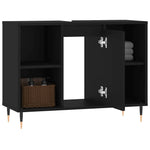 Bathroom Cabinet Black 80x33x60 cm Engineered Wood - Bargainia.com - 