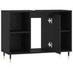 Bathroom Cabinet Black 80x33x60 cm Engineered Wood - Bargainia.com - 
