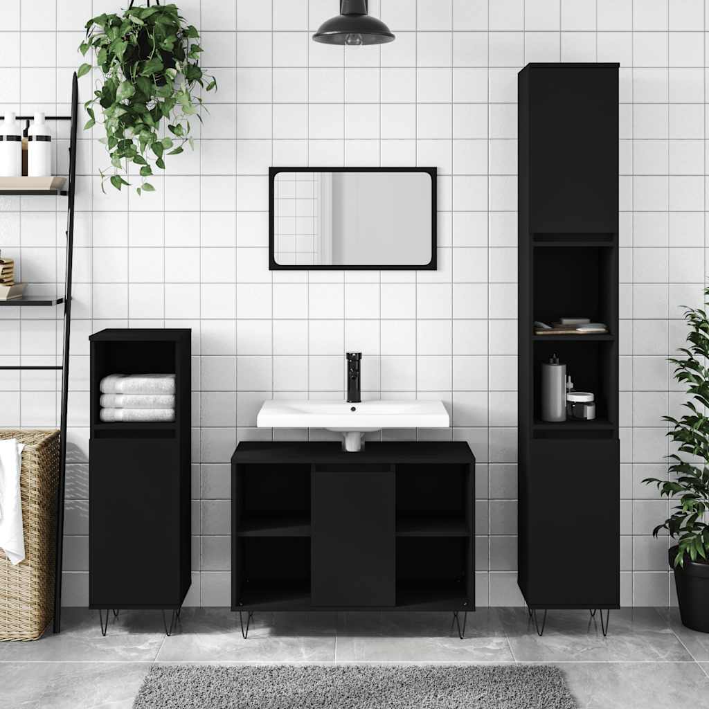 Bathroom Cabinet Black 80x33x60 cm Engineered Wood - Bargainia.com - 8720845876401 - 831629