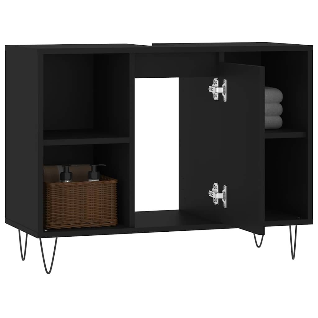 Bathroom Cabinet Black 80x33x60 cm Engineered Wood - Bargainia.com - 8720845876401 - 831629