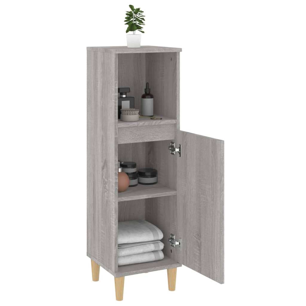 Bathroom Cabinet Grey Sonoma 30x30x100 cm Engineered Wood - Bargainia.com - 
