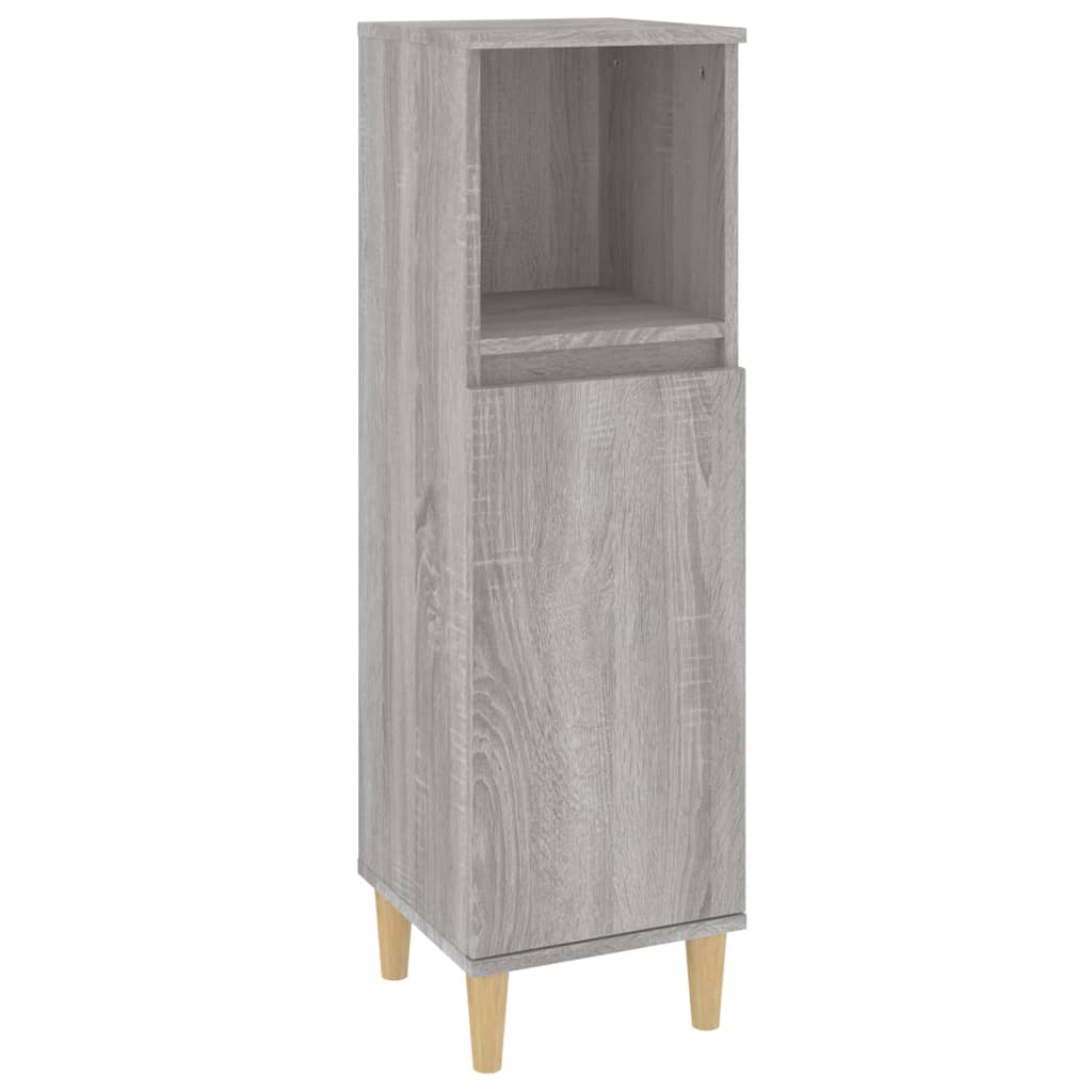 Bathroom Cabinet Grey Sonoma 30x30x100 cm Engineered Wood - Bargainia.com - 