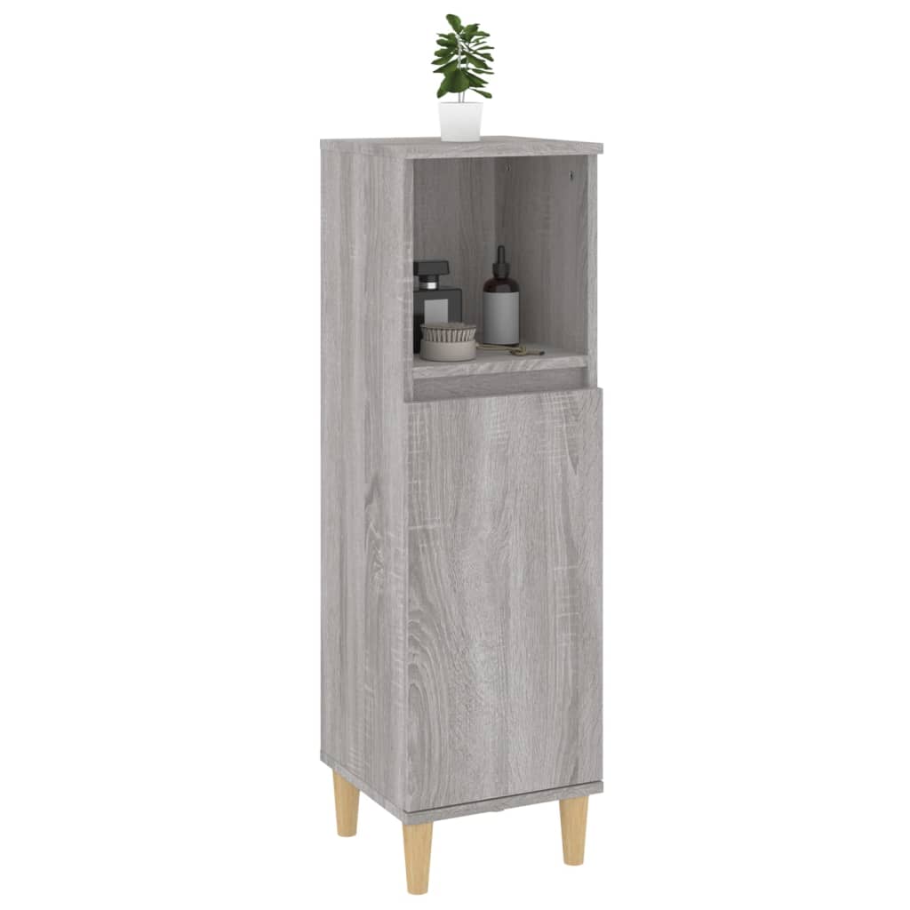 Bathroom Cabinet Grey Sonoma 30x30x100 cm Engineered Wood - Bargainia.com - 