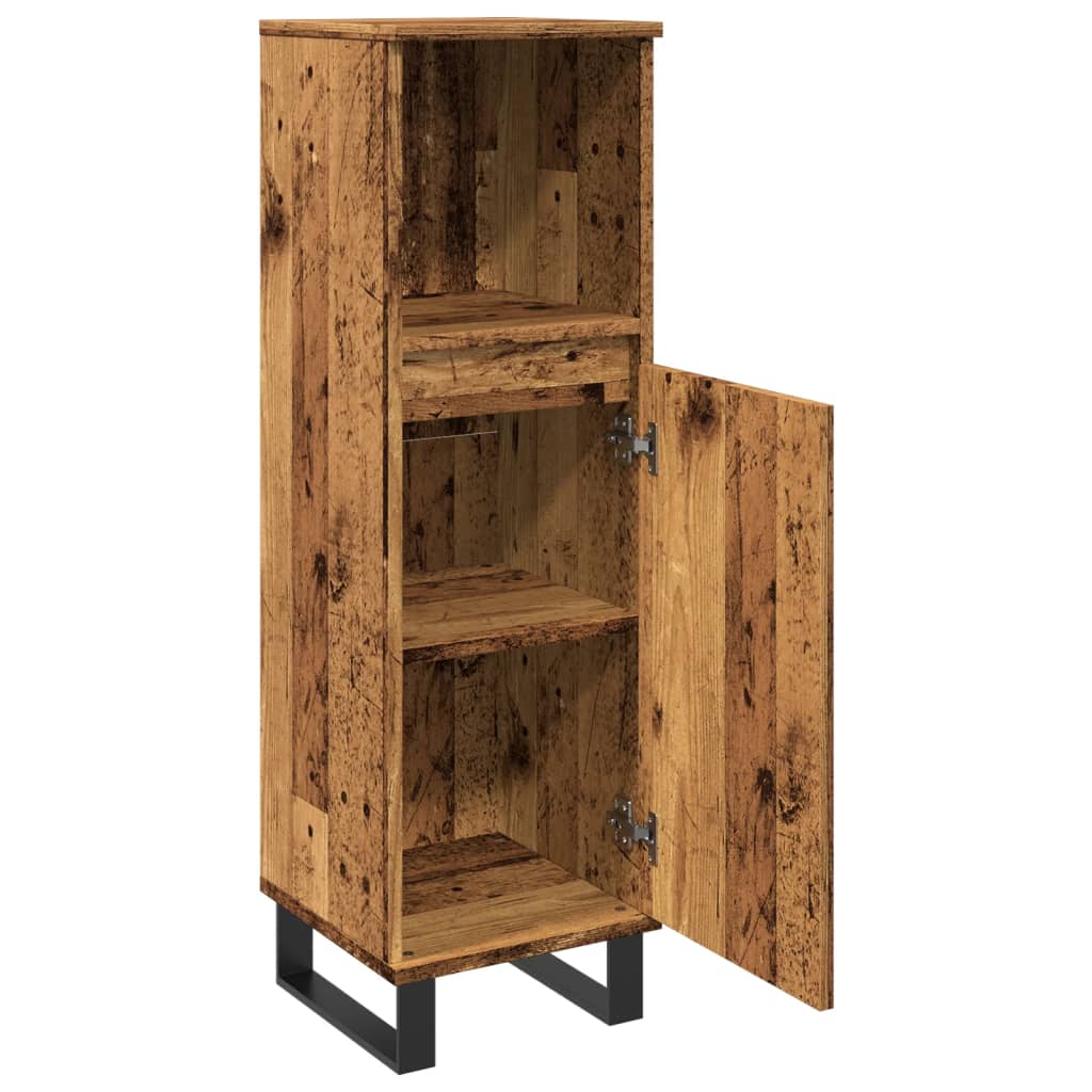 Bathroom Cabinet Old Wood 30x30x100 cm Engineered Wood - Bargainia.com - 