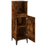Bathroom Cabinet Smoked Oak 30x30x100 cm Engineered Wood - Bargainia.com - 