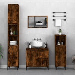 Bathroom Cabinet Smoked Oak 30x30x100 cm Engineered Wood - Bargainia.com - 
