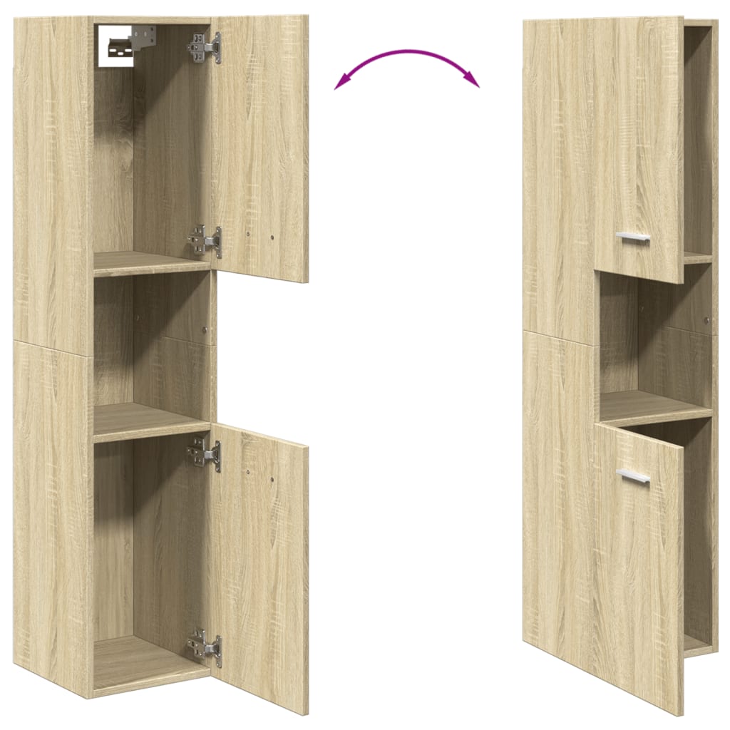 Bathroom Cabinet Sonoma Oak 30x30x130 cm Engineered Wood - Bargainia.com - 8721102808661 - 849635