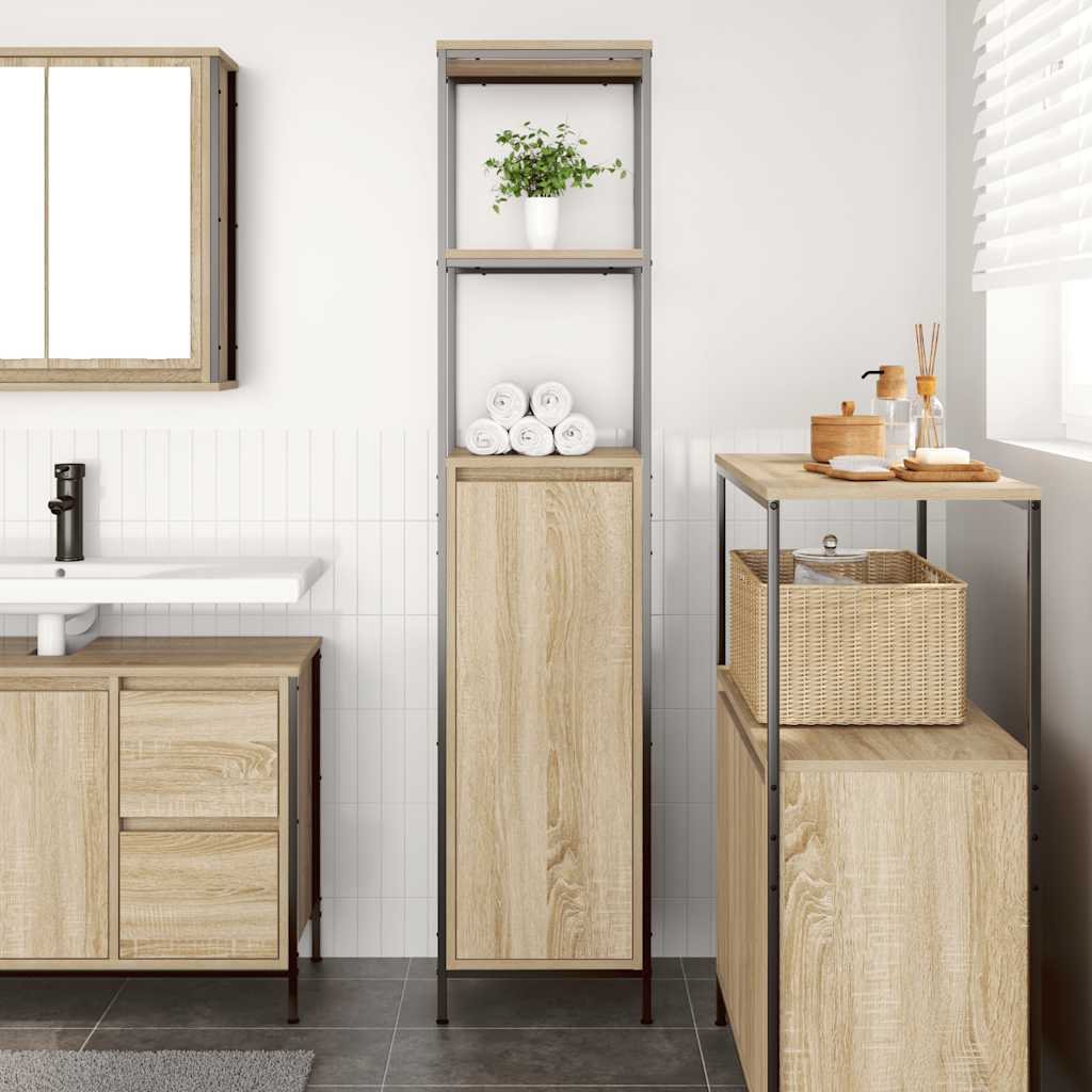 Bathroom Cabinet with Shelves Sonoma Oak 36x35x165 cm - Bargainia.com - 