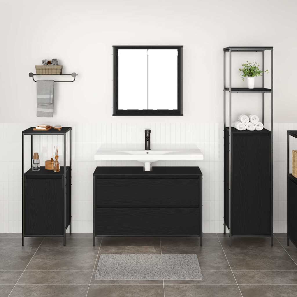 Bathroom Furniture Set 3 pcs Black oak 90 x 34.5 x 60 cm - Bargainia.com - 8721158712097 - 3328359