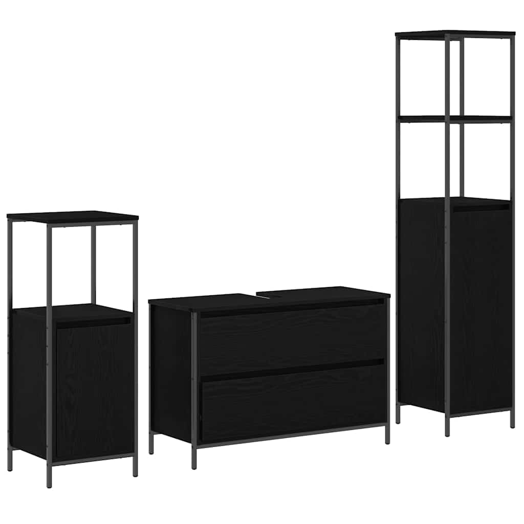 Bathroom Furniture Set 3 pcs Black oak 90 x 34.5 x 60 cm - Bargainia.com - 8721158712097 - 3328359