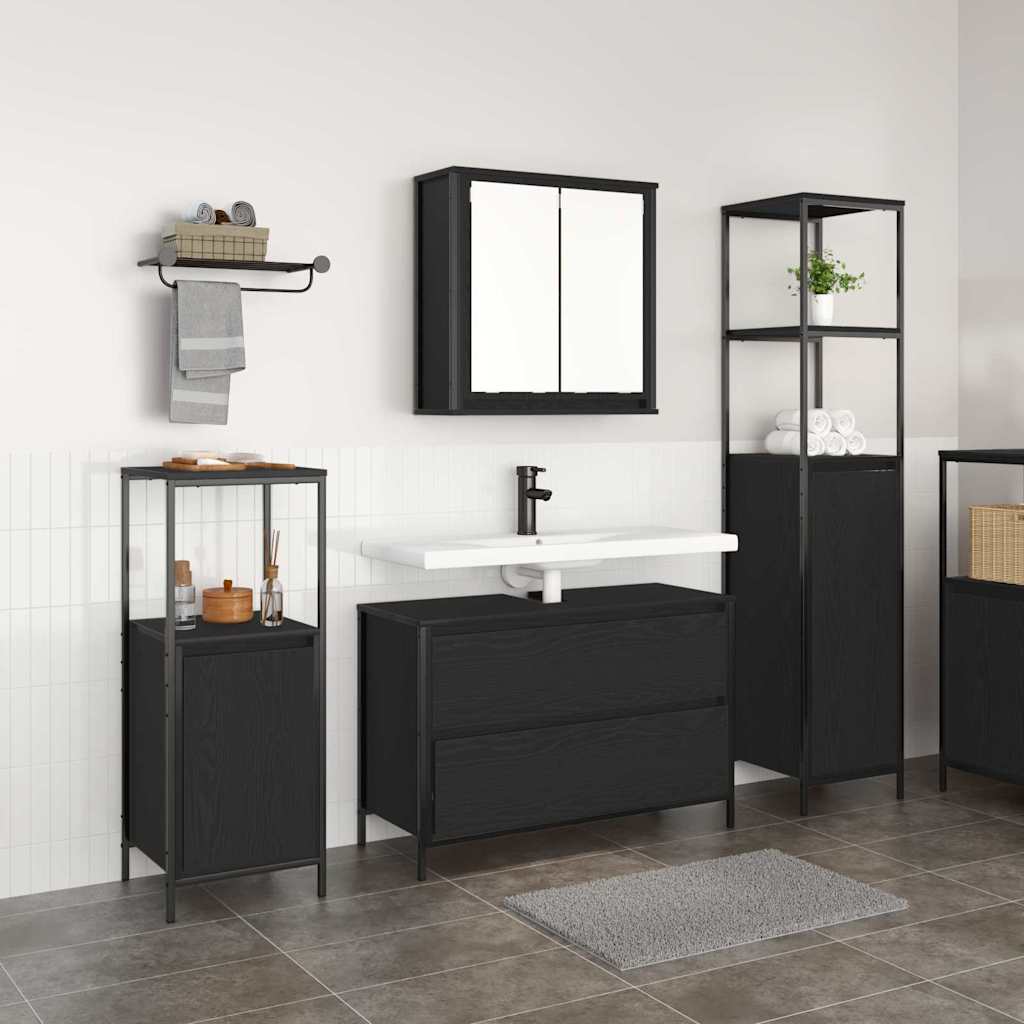 Bathroom Furniture Set 3 pcs Black oak 90 x 34.5 x 60 cm - Bargainia.com - 