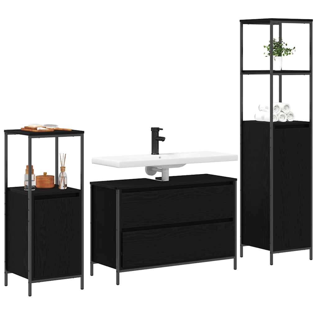 Bathroom Furniture Set 3 pcs Black oak 90 x 34.5 x 60 cm - Bargainia.com - 