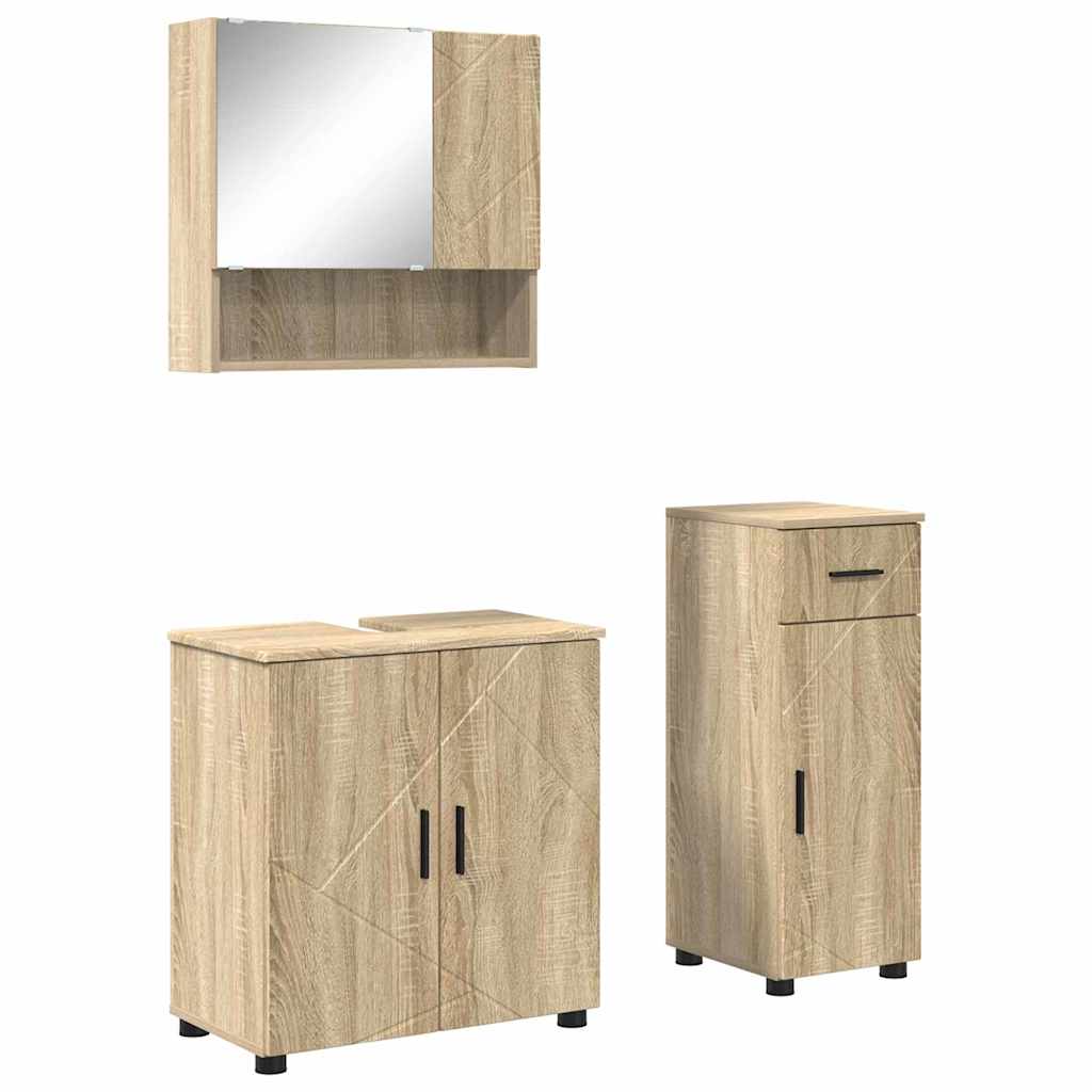Bathroom Furniture Set 3 pcs Sonoma oak 61 x 35 x 64 cm - Bargainia.com - 8721288869326 - 3392955