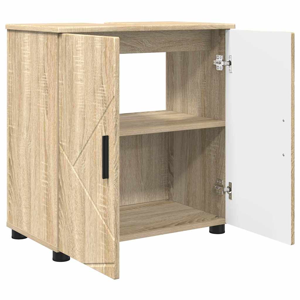 Bathroom Furniture Set 3 pcs Sonoma oak 61 x 35 x 64 cm - Bargainia.com - 