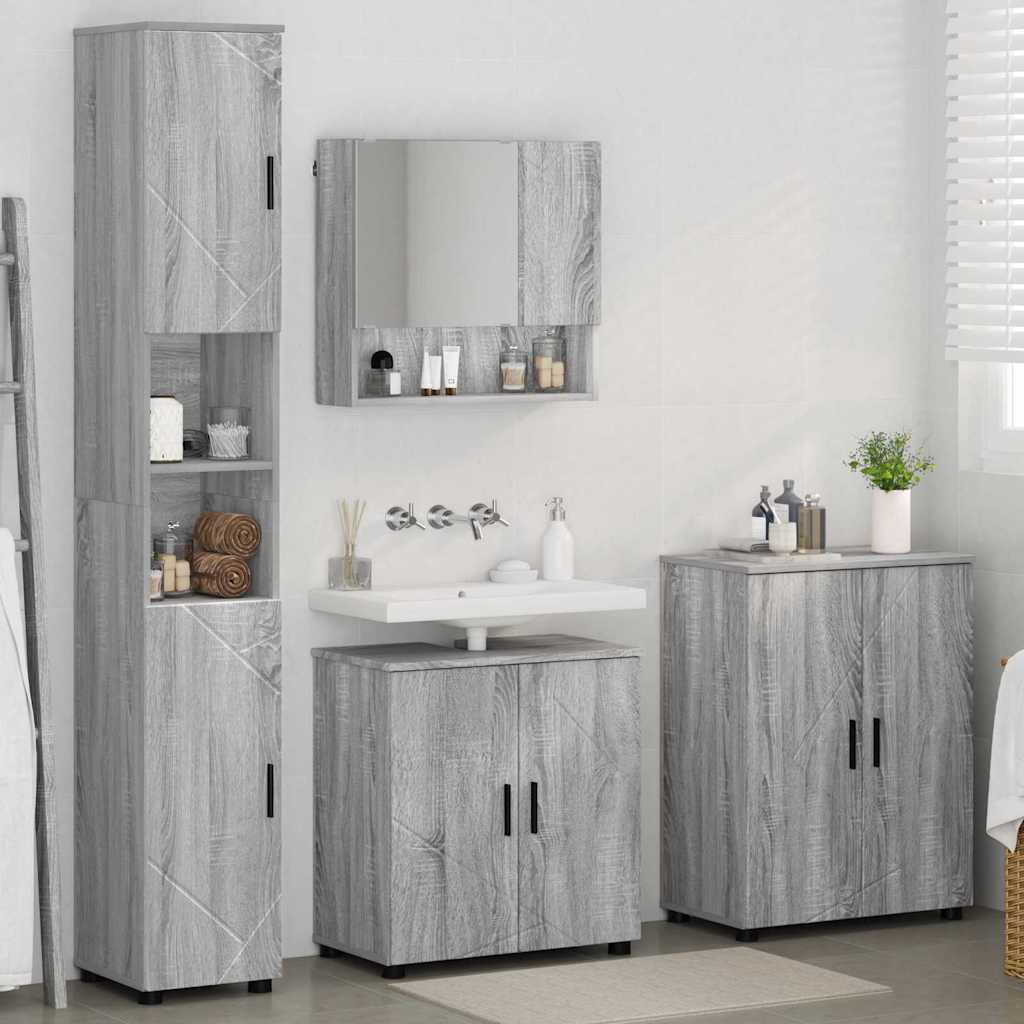 Bathroom Furniture Set 4 pcs Grey sonoma 61 x 35 x 64 cm - Bargainia.com - 8721288869869 - 3393009