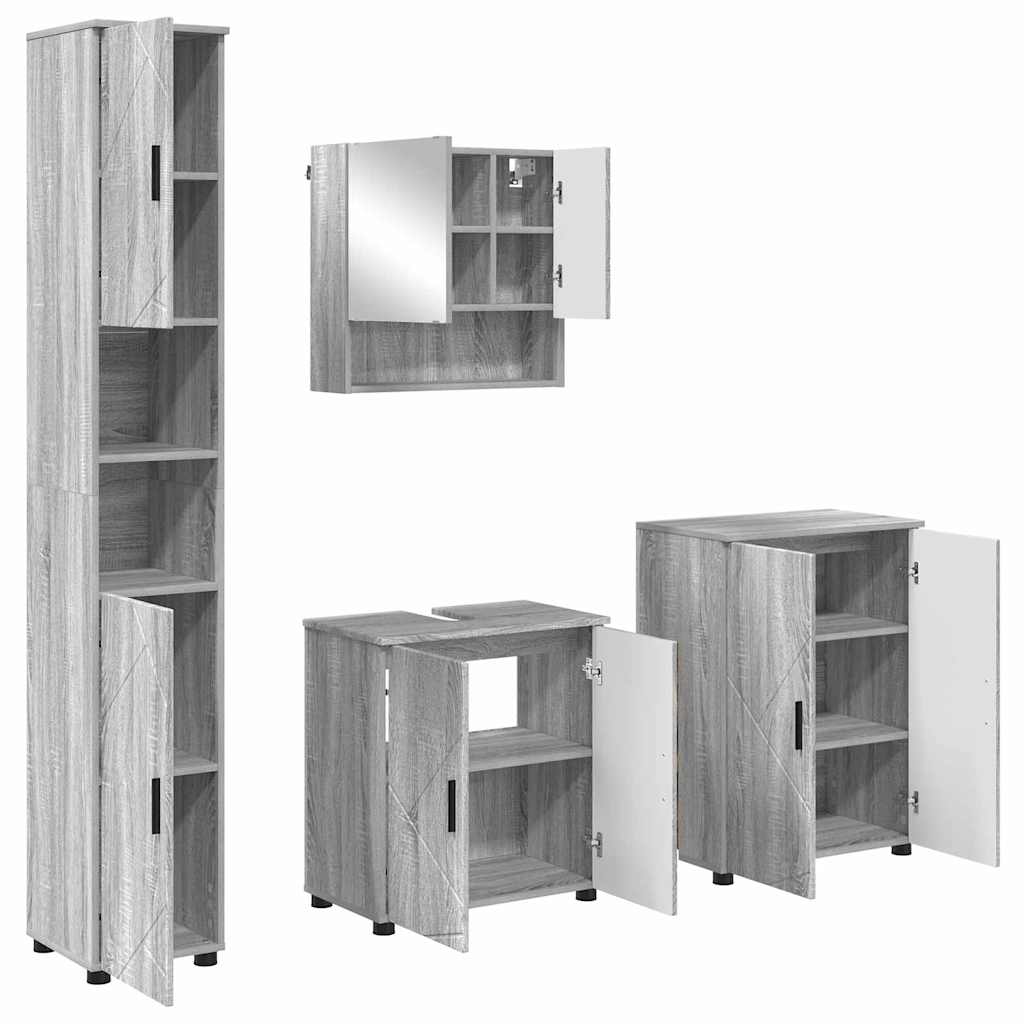 Bathroom Furniture Set 4 pcs Grey sonoma 61 x 35 x 64 cm - Bargainia.com - 8721288869869 - 3393009