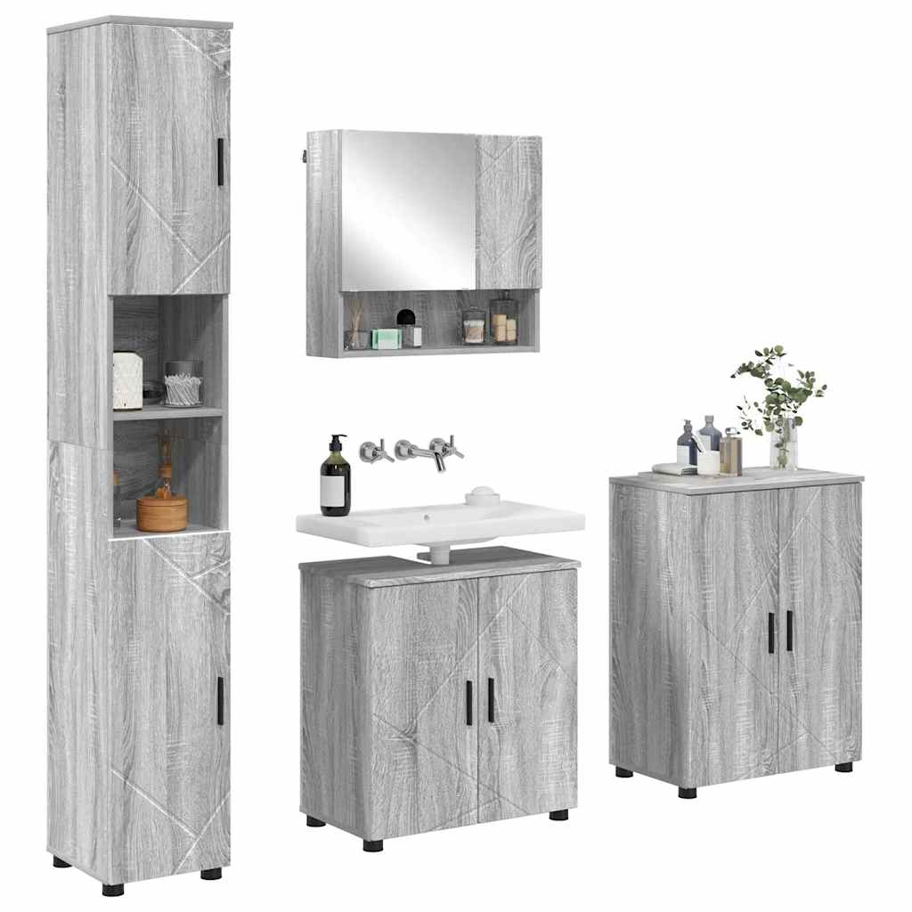 Bathroom Furniture Set 4 pcs Grey sonoma 61 x 35 x 64 cm - Bargainia.com - 8721288869869 - 3393009